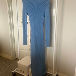 Zara Long Sleeve Blue Knit Dress